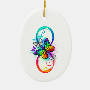 Décoration En Céramique Infini lumineux avec papillon arc-en-ciel