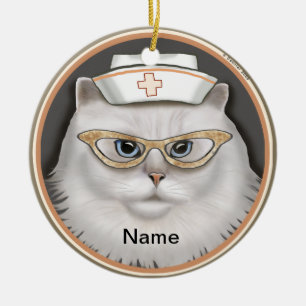Décoration En Céramique infirmière au chat persan