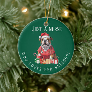 Décoration En Céramique Infirmière Bulldog personnalisée Garde de Noël