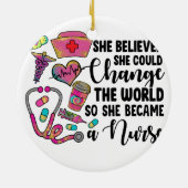 Décoration En Céramique Infirmière Changer le monde Grand (Dos)