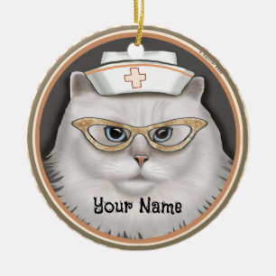 Décoration En Céramique Infirmière Chat Persan