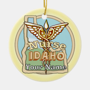 Décoration En Céramique Infirmière de l'Idaho Caducée 