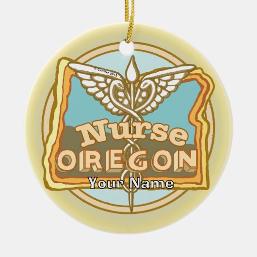 Décoration En Céramique Infirmière de l'Oregon Caduceus (Devant)