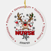 Décoration En Céramique Infirmière de Noël personnalisée (Dos)