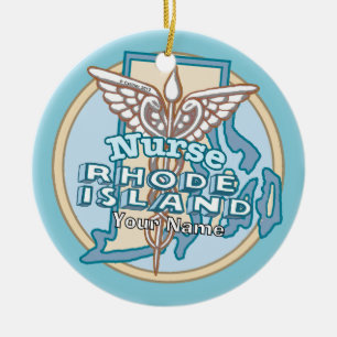 Décoration En Céramique Infirmière de Rhode Island Caduceus