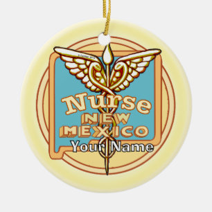 Décoration En Céramique Infirmière du Nouveau-Mexique Caducée 