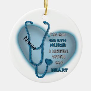 Décoration En Céramique Infirmière en gynécologie obstétrique Blue Heart