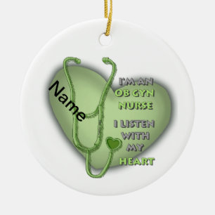 Décoration En Céramique Infirmière en gynécologie obstétrique de cœur vert