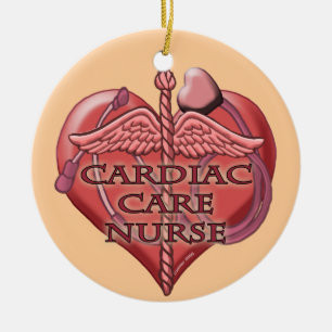 Décoration En Céramique Infirmière en soins cardiaques Caducée Cœur