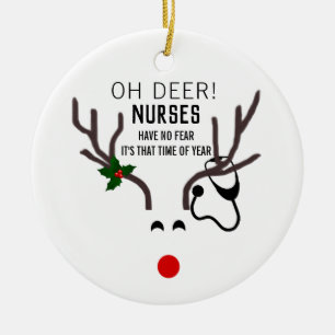 Décoration En Céramique Infirmière Funny Christmas Stethoscope Reindeer