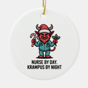 Décoration En Céramique Infirmière le jour, Krampus la nuit Infirmière en 