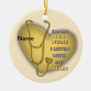 Décoration En Céramique Infirmière LVN du coeur jaune