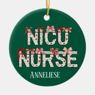 Décoration En Céramique Infirmière NICU personnalisée Noël Coquette Bow