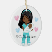Décoration En Céramique Infirmière NICU personnalisée tenant Noël bébé (Droite)