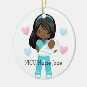 Décoration En Céramique Infirmière NICU personnalisée tenant Noël bébé (Gauche)