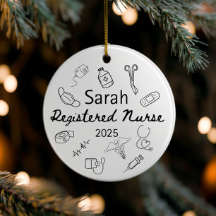 Décoration En Céramique Infirmière personnalisée 2025, Personnalisé RN pré