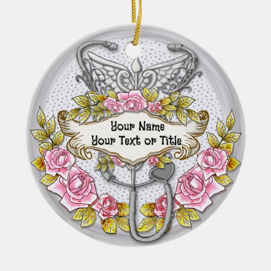 Décoration En Céramique Infirmière stéthoscope caducée (Devant)