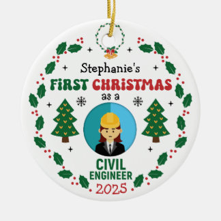 Décoration En Céramique Ingénieur civil Premier Noël Nom personnalisé