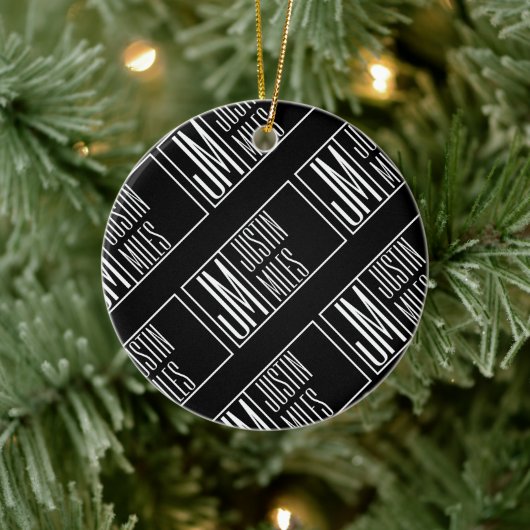 Décoration En Céramique Initiales modernes avec nom Monogram Motif (Arbre)