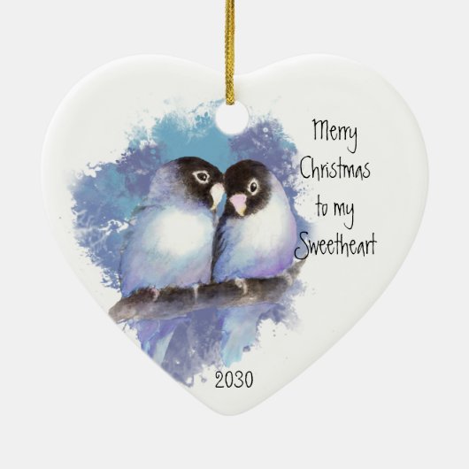 Décoration En Céramique Inséparables de Noël joyeux (Dos)