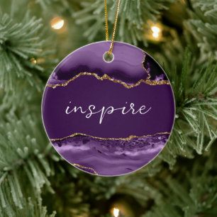 Décoration En Céramique Inspirer Mot Inspiré Purple Argent Agate