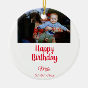 Décoration En Céramique invitation photo personnalisée simple joyeux anniv