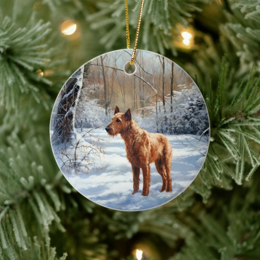 Décoration En Céramique Irish Terrier Laisser neiger Noël (Arbre)