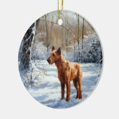 Décoration En Céramique Irish Terrier Laisser neiger Noël (Gauche)