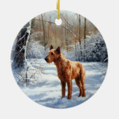 Décoration En Céramique Irish Terrier Laisser neiger Noël (Dos)