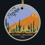 Décoration En Céramique Ironwood Forest National Monument Vintage Circle<br><div class="desc">Ironwood Forest vector artwork design. The park is located in the Sonoran Desert of Arizona.</div>