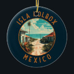Décoration En Céramique Isla Holbox Mexique Travel Art Vintage<br><div class="desc">Isla Holbox Mexico vectoriel design. Il fait partie de la réserve naturelle de Yum Balam et est séparé du continent par la lagune de Yalahau,  qui abrite des flamants roses et des pélicans.</div>