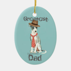 Décoration En Céramique Italian Greyhound Dad Ceramic Ornament