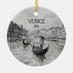 Décoration En Céramique Italie Travel - VENICE souvenir noir et blanc