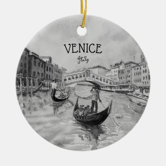 Décoration En Céramique Italie Travel - VENICE souvenir noir et blanc (Devant)