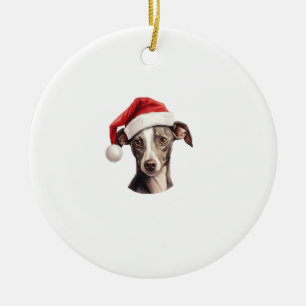 Décoration En Céramique Italien Greyhound Santa Hat Sweat de Noël animal