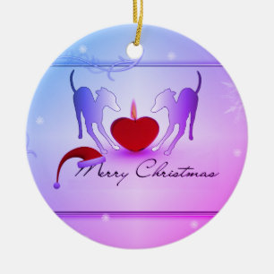 Décoration En Céramique Italien Greyhounds Joyeux Noël