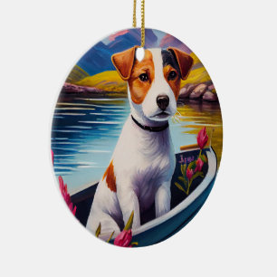 Décoration En Céramique Jack Russell à la pagaie : une aventure Pittoresqu