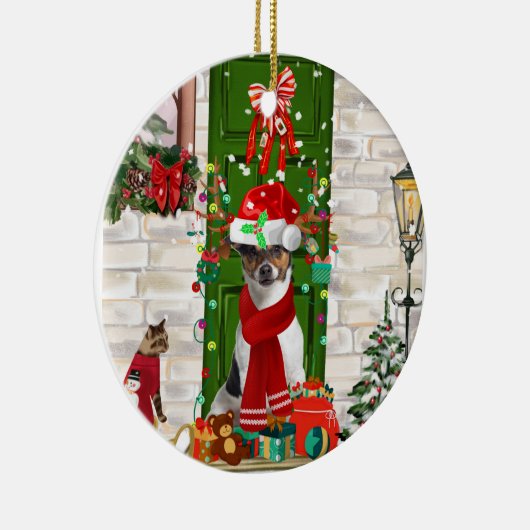 Décoration En Céramique Jack Russell Chien Noël (Droite)