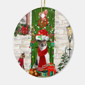 Décoration En Céramique Jack Russell Chien Noël (Gauche)