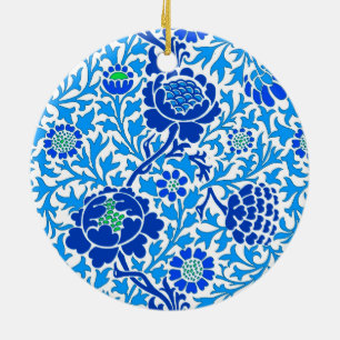 Décoration En Céramique Jacobean Floral, Navy, Blanc et Cerulean Blue