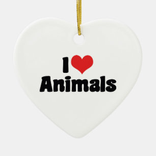 Décoration En Céramique J'adore les animaux au cœur - Amateur d'animaux