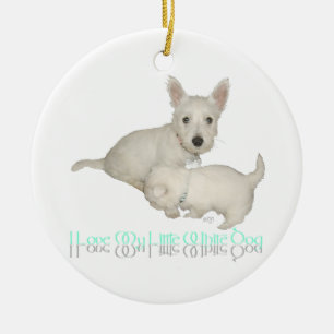 Décoration En Céramique J'adore mon petit chien blanc - chiots Westie !