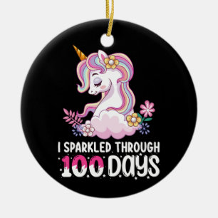 Décoration En Céramique J'ai brillé pendant 100 jours de licorne de l'écol