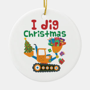 Décoration En Céramique J'ai creusé Noël Noël Noël Fêtes Excavateur