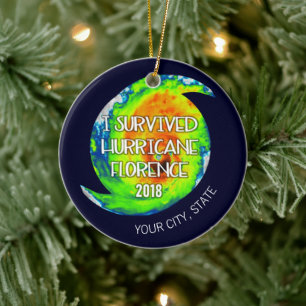 Décoration En Céramique J'AI SURVÉCU À L'HURRICANE FLORENCE Ville et Éta