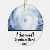 Décoration En Céramique J'Ai Survécu ! Ouragan Beryl 2024 (Gauche)