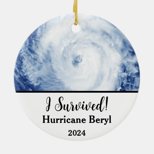 Décoration En Céramique J'Ai Survécu ! Ouragan Beryl 2024 (Dos)