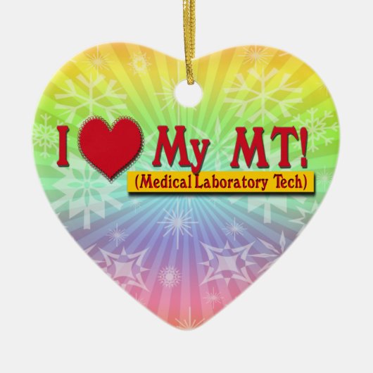 DÉCORATION EN CÉRAMIQUE J'AIME (COEUR) MON MLT ! TECHNIQUE LAB MÉDICALE (Devant)