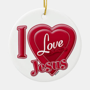 Décoration En Céramique J'aime Jésus Cœur Rouge
