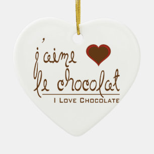 Décoration En Céramique J'aime le chocolat, en français !